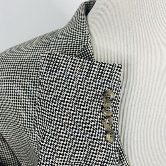 Jos A Bank 46R Sport Coat Silk Wool Blend Houndstooth Two Button Lined Vented - Picture 5 of 8
